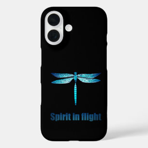 Blue Dragonfly in Flight Illustration iPhone 16 Case