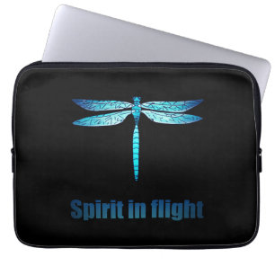Blue Dragonfly in Flight Illustration Laptop Sleeve