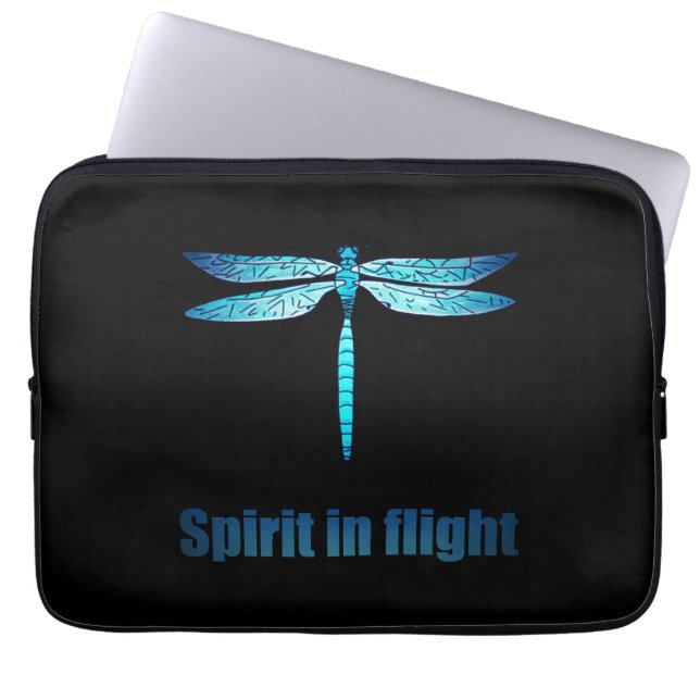 Blue Dragonfly in Flight Illustration Laptop Sleeve (Front)