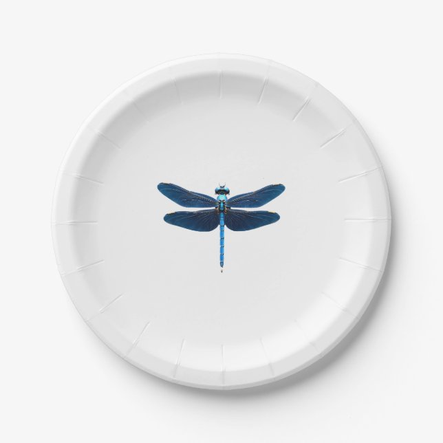 Blue Dragonfly - Insect Wildlife Animal Lover Ento Paper Plate (Front)