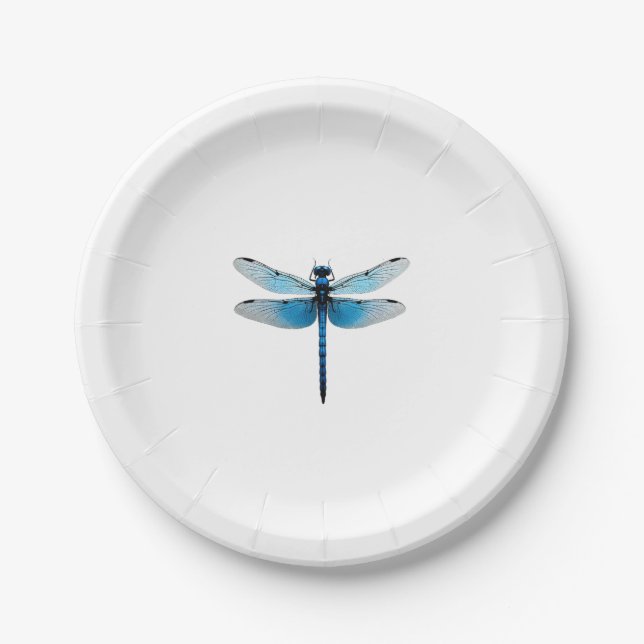 Blue Dragonfly - Insect Wildlife Animal Lover Ento Paper Plate (Front)