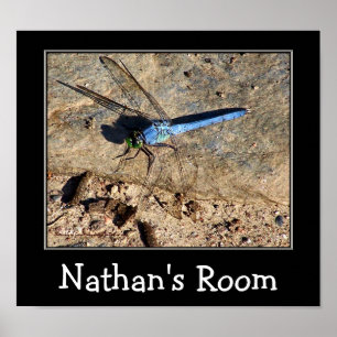 Blue Dragonfly Kids Room Personalised Poster