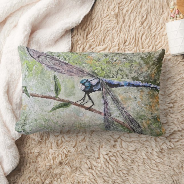 Blue Dragonfly Lumbar Pillow (Blanket)
