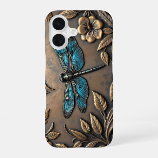 BLUE DRAGONFLY METAL DESIGN iPhone 16 CASE