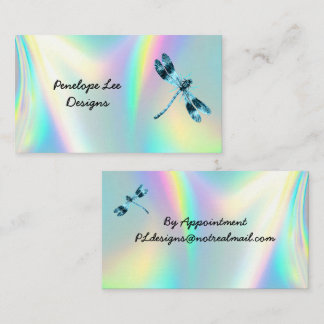 Blue Dragonfly Minimalist Classy Opalescent Business Card