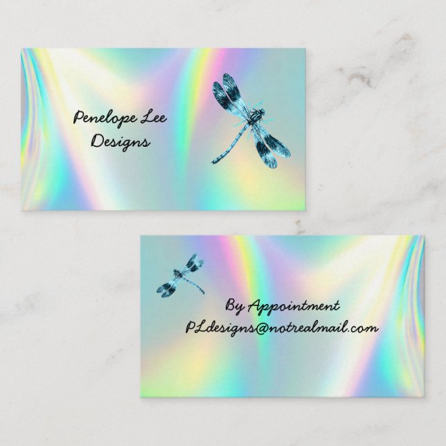 Blue Dragonfly Minimalist Classy Opalescent  Business Card (Front/Back)