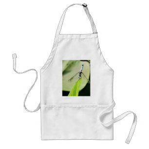 Blue Dragonfly on a green leaf Standard Apron