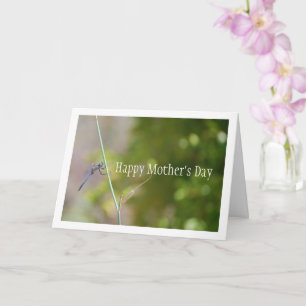 Blue Dragonfly on Stem Portrait Card