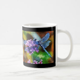Blue Dragonfly on Wild Garlic Dot Art Coffee Mug