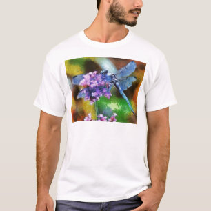 Blue Dragonfly on Wild Garlic Dot Art T-Shirt