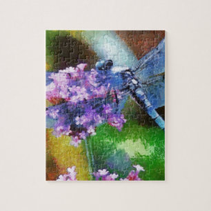 Blue Dragonfly on Wild Garlic Jigsaw Puzzle