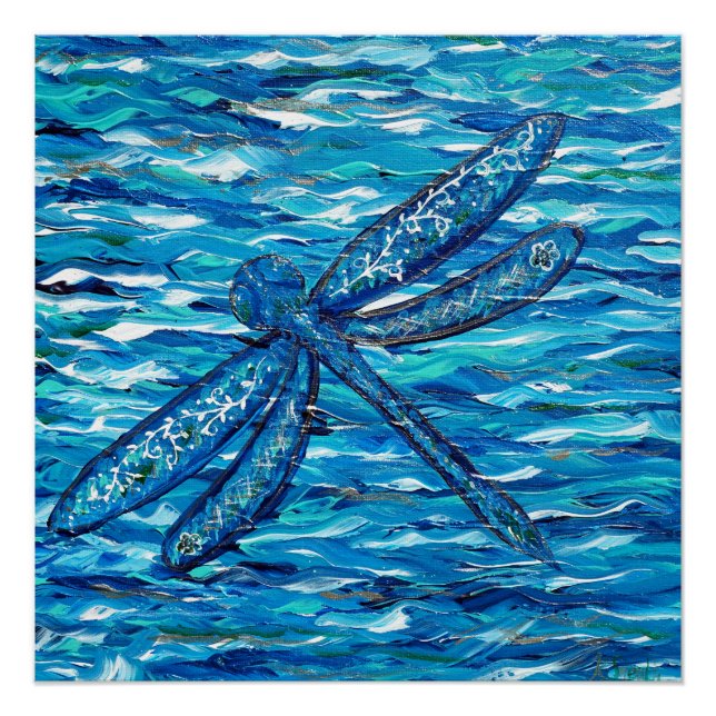Blue Dragonfly Painting Poster (Front)