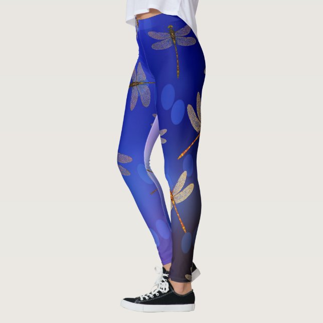 Blue Dragonfly Pattern,   Leggings (Left)