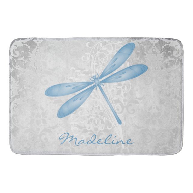 Blue Dragonfly Personalised Bath Mat (Front)