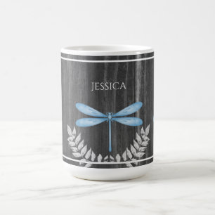 Blue Dragonfly Rustic Personalised Coffee Mug