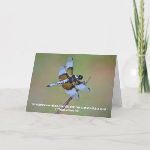 Blue Dragonfly Scripture Card 1 Thessalonians 5:21