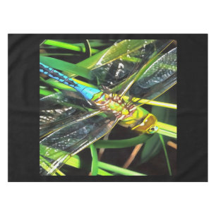 Blue Dragonfly Shimmering Wings Painting Tablecloth