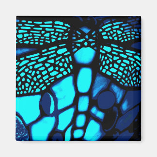 blue dragonfly square magnets
