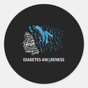 Blue Dragonfly Type 1 Diabetes Awareness Day Warri Classic Round Sticker