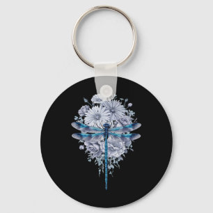 Blue Dragonfly Watercolor Art Insects Lover Earth  Key Ring