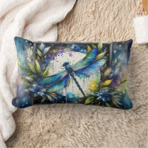 Blue Dragonfly Watercolor Botanical