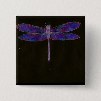 Blue Dragonfly wearable art 15 Cm Square Badge