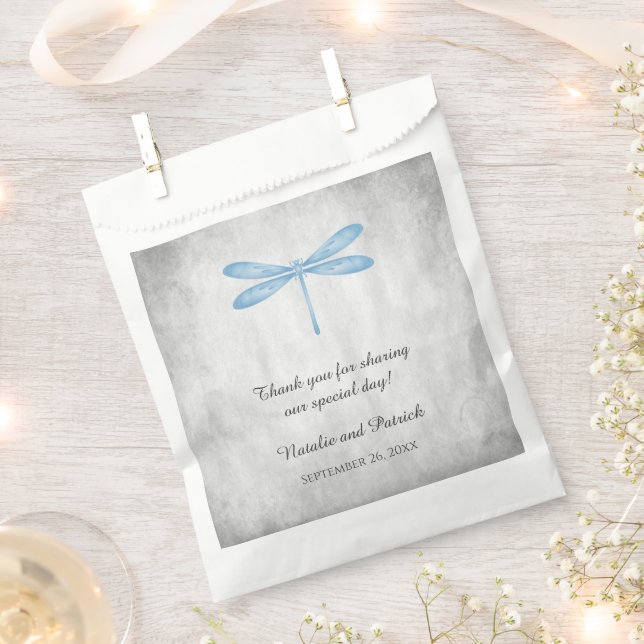 Blue Dragonfly Wedding Favour Bags (Clipped)
