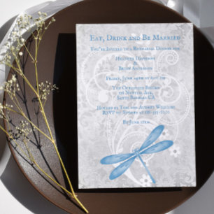 Blue Dragonfly Wedding Rehearsal Dinner Invite