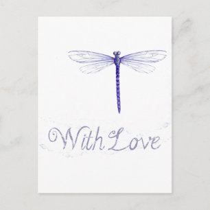 Blue Dragonfly With Love Postcard