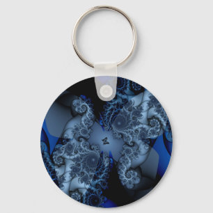 blue dream butterfly fractal key ring