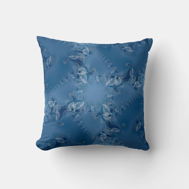 Blue Dream Lacy Abstract Swirls Cushion (Front)