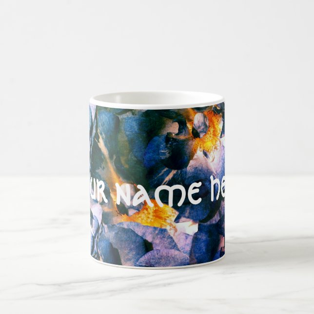 Blue dream, Roses Floral Pattern Personalised Mug (Center)