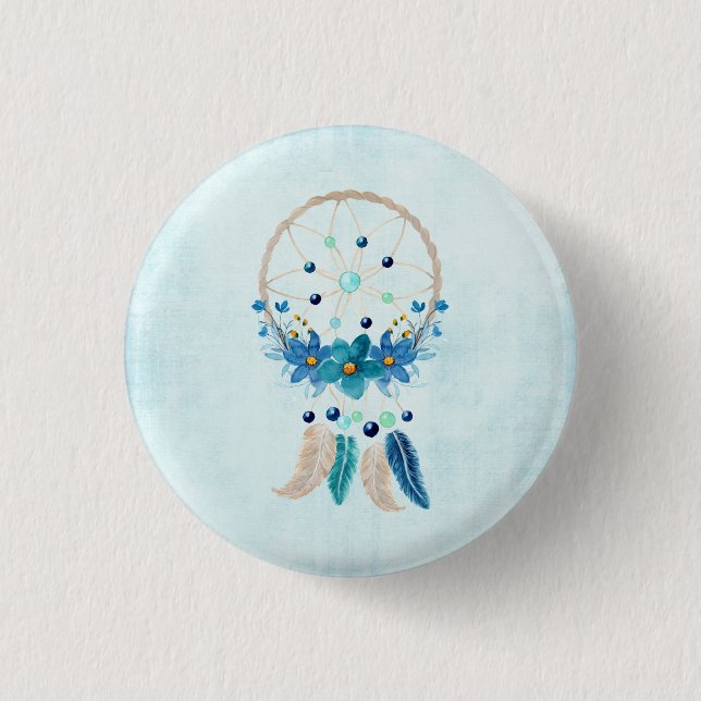 Blue Dreamcatcher Stylish Boho Design 3 Cm Round Badge (Front)