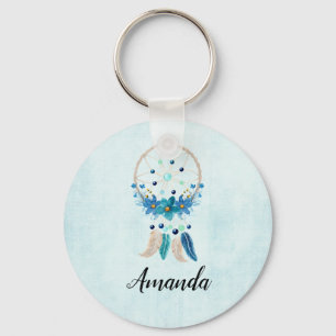 Blue Dreamcatcher Stylish Boho Design Key Ring