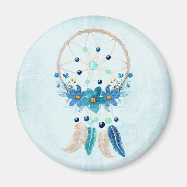 Blue Dreamcatcher Stylish Boho Design Magnet (Front)