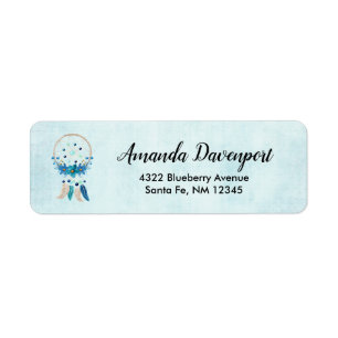 Blue Dreamcatcher Stylish Boho Design Return Address Label