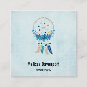 Blue Dreamcatcher Stylish Boho Design Square Business Card