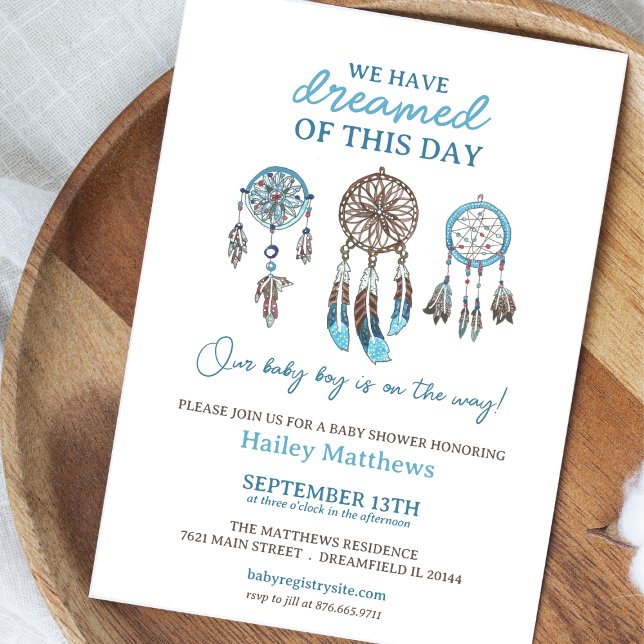 Blue Dreamcatchers Baby Shower Invitation for Boys (Creator Uploaded)