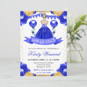 Blue Dress Blonde Haired Princess Quinceanera Invitation