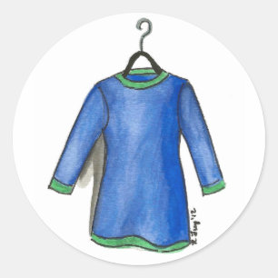 Blue Dress on Hanger Shopping Fashionista Fashion Classic Round Sticker