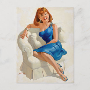 Blue dress postcard