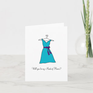 Blue Dress, Will you be my Maid of Honour? Invitation