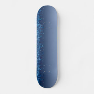 Blue Dripping Glitter Skateboard