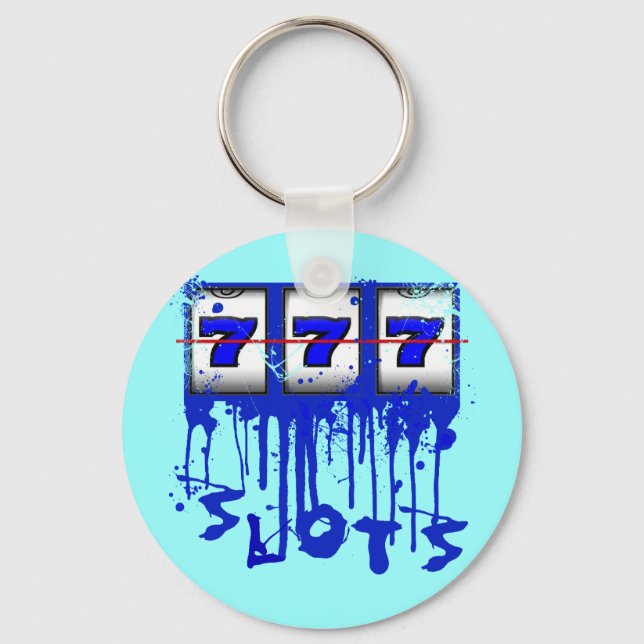 BLUE DRIPPING PAINT SLOTS KEY RING (Front)