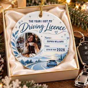 Blue Driving Licence  Photo Name Date Ceramic Ornament