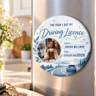 Blue Driving Licence Photo Name Date Magnet
