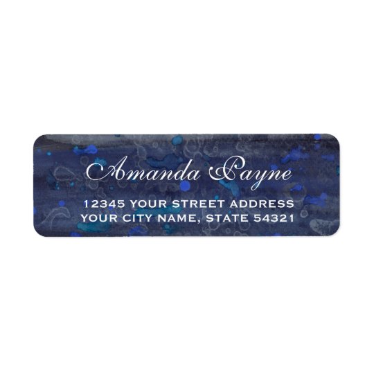 Blue Drizzle Wedding Return Address Label