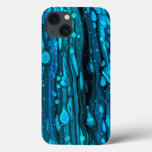 Blue Drops Acrylic Pouring Abstract Fluid Art  iPhone 13 Case