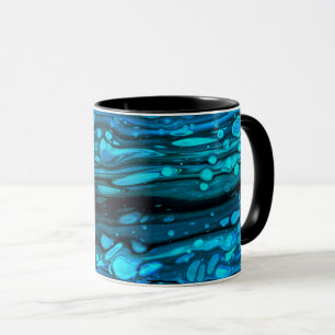 Blue Drops Acrylic Pouring Abstract Fluid Art Mug