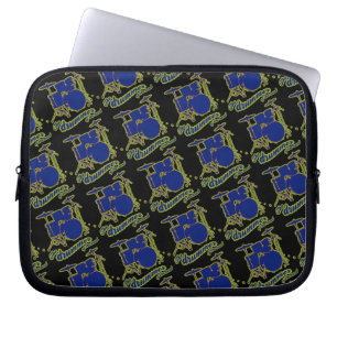 blue drum music pattern laptop sleeve